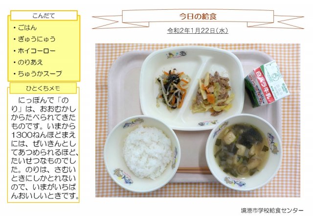 1月22日盛り付け写真