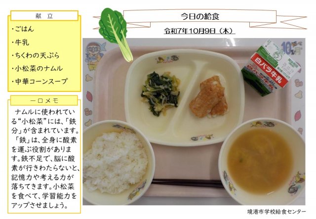 10月9日盛り付け写真