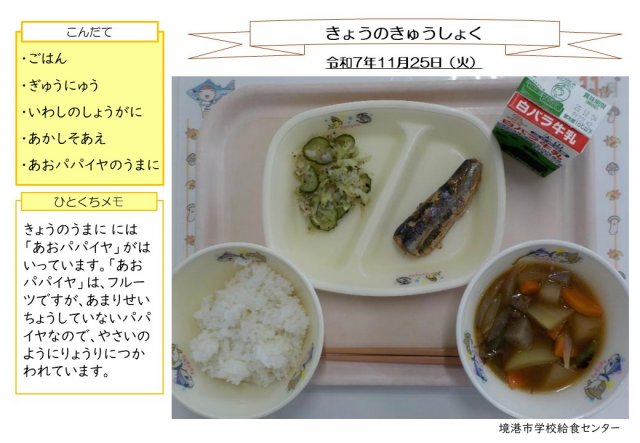 11月25日盛り付け写真